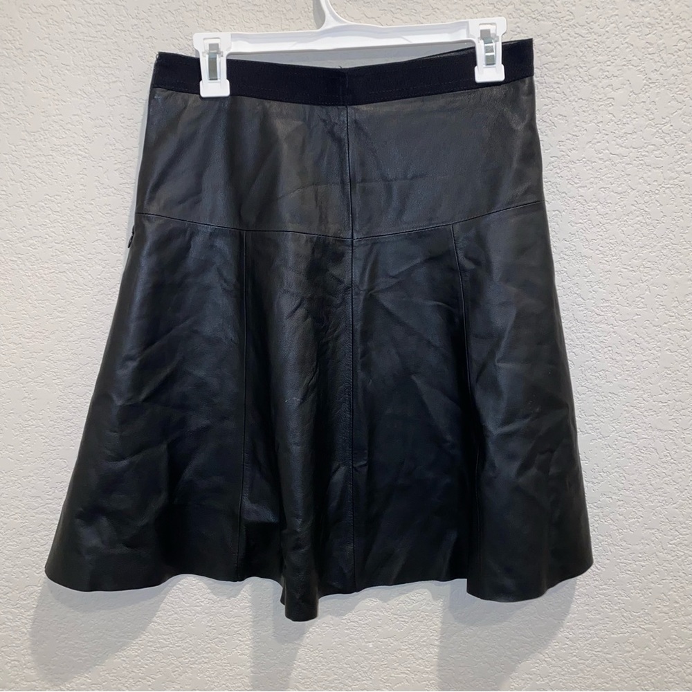 VINCE lamb leather black skirt